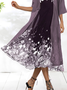 JFN Round Neck 2PCS Floral  Vacation Casual Midi Dress