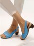 JFN Retro Solid Simple Open Toe Chunky Heel Sandals