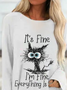 Animals Crew Neck Loosen Letter Long Sleeve Top