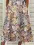 JFN Crew Neck Floral Pockets Vacation Midi Dress