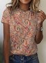 JFN Crew Neck Paisley Vintage Short Sleeve T-Shirt