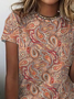 JFN Crew Neck Paisley Vintage Short Sleeve T-Shirt