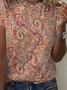 JFN Crew Neck Paisley Vintage Short Sleeve T-Shirt