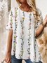 JFN Casual Crew Neck Floral Tunic Tops