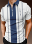 Casual Art Collection Striped Geometric Lapel Short Sleeve Polo Print Top