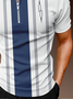 Casual Art Collection Striped Geometric Lapel Short Sleeve Polo Print Top