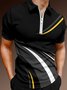 Casual Art Collection Geometric Stripe Pattern Lapel Short Sleeve Polo Print Top