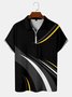 Casual Art Collection Geometric Stripe Pattern Lapel Short Sleeve Polo Print Top