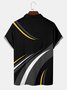 Casual Art Collection Geometric Stripe Pattern Lapel Short Sleeve Polo Print Top