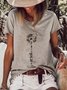 Women's Dandelion Short Sleeve Tee T-shirt Crew Neck Casual Summer Top