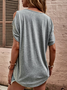 JFN V Neck Cold Shoulder Casual Fit Plain Short sleeve T-Shirt/Tee