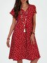 JFN V Neck Polka Dots Casual Midi Dresses 