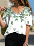 Cotton-Blend Floral Casual T-Shirt