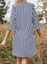 Shirt Collar Striped Loose Dress