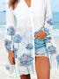 Floral Crew Neck Fit Casual Long sleeve Blouse