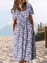 JFN Round Neck Pockets Floral Casual Midi Prom Dresses