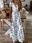 JFN V Neck Floral Vacation Beach Maxi Prom Dress