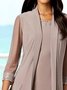 Solid a-hem jacket dress 2-piece suit