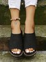 JFN Ethnic Pattern Punched Hollow Velcro Vintage Sandals