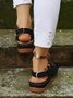 JFN Ethnic Pattern Punched Hollow Velcro Vintage Sandals