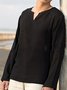 Men's Cotton Comfortable Casual Solid Color Pullover Long Sleeve