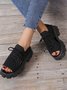 Cutout Breathable Knit Platform Lightweight Lace-Up Sandals