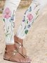 JFN Floral Lace Edge Casual Leggings Pink