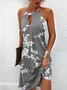 Women Floral Sleeveless Summer Dress Halter Daily Casual Mini Tank H-Line Dress