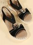 Metal Woven Wedge Platform Roman Sandals