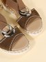 Metal Woven Wedge Platform Roman Sandals