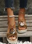 Metal Woven Wedge Platform Roman Sandals