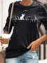 Women's Crew Neck Text Letters Casual Spring/Fall Long Sleeve Sweatshirt