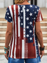 JFN Splited Round Neck American Flag Vacation T-Shirt/Tee