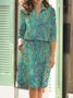JFN Shawl Collar Ethnic Vintage Midi Dresses