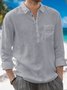 Men's Cotton Linen Plain Long Sleeve Shirt