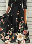 JFN V Neck Casual Floral Midi Swing Prom Dress
