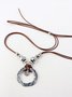 Vintage Infinity Ring Beaded Leather Rope Sweater Chain Ethnic Jewelry