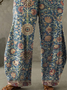 Women Ethnic Vintage Cotton-Blend Casual Wide-Leg Pants