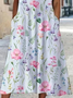 JFN Round Neck Floral Casual Midi Dresses