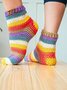 Casual Ombre Spring Non-Slip Daily Christmas Yarn/Wool yarn Floor Socks Regular Socks for Women