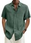 Cotton Linen Style American Casual Basic Versatile Linen Shirt