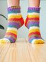 Casual Ombre Spring Non-Slip Daily Christmas Yarn/Wool yarn Floor Socks Regular Socks for Women