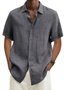 Cotton Linen Style American Casual Basic Versatile Linen Shirt