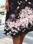 Gradient floral wave neck holiday loose a-hem midi Dress Plus Size