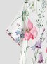 Women's Casual Holiday Weekend Floral T-shirt  Short Sleeve Print V Neck Basic Top