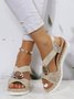 Autumn Snakeskin Vacation Braided Breathable Party Pu Wedge Sandals EVA Sandals for Women