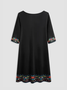JFN V Neck Floral Tribal Casual Mexican Dress