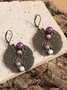 Ethnic Inlaid Colorful Pearl Earrings Vintage
