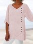 Women's Plain Short Sleeve Blouse_ Summer V Neck Daily Casual Top