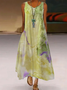 Women's Maxi Dress Sleeveless Abstract Printed Spring Summer Crew Neck Lightweight Dressy Dress